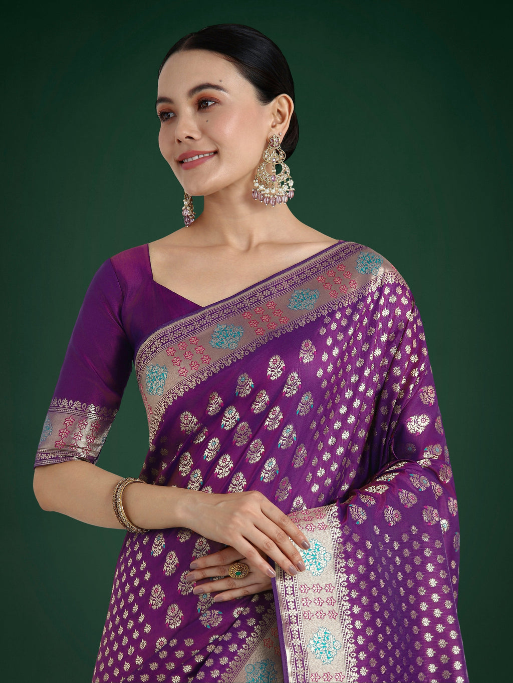 Classic Purple Banarasi Silk Saree with Zari Weaving
