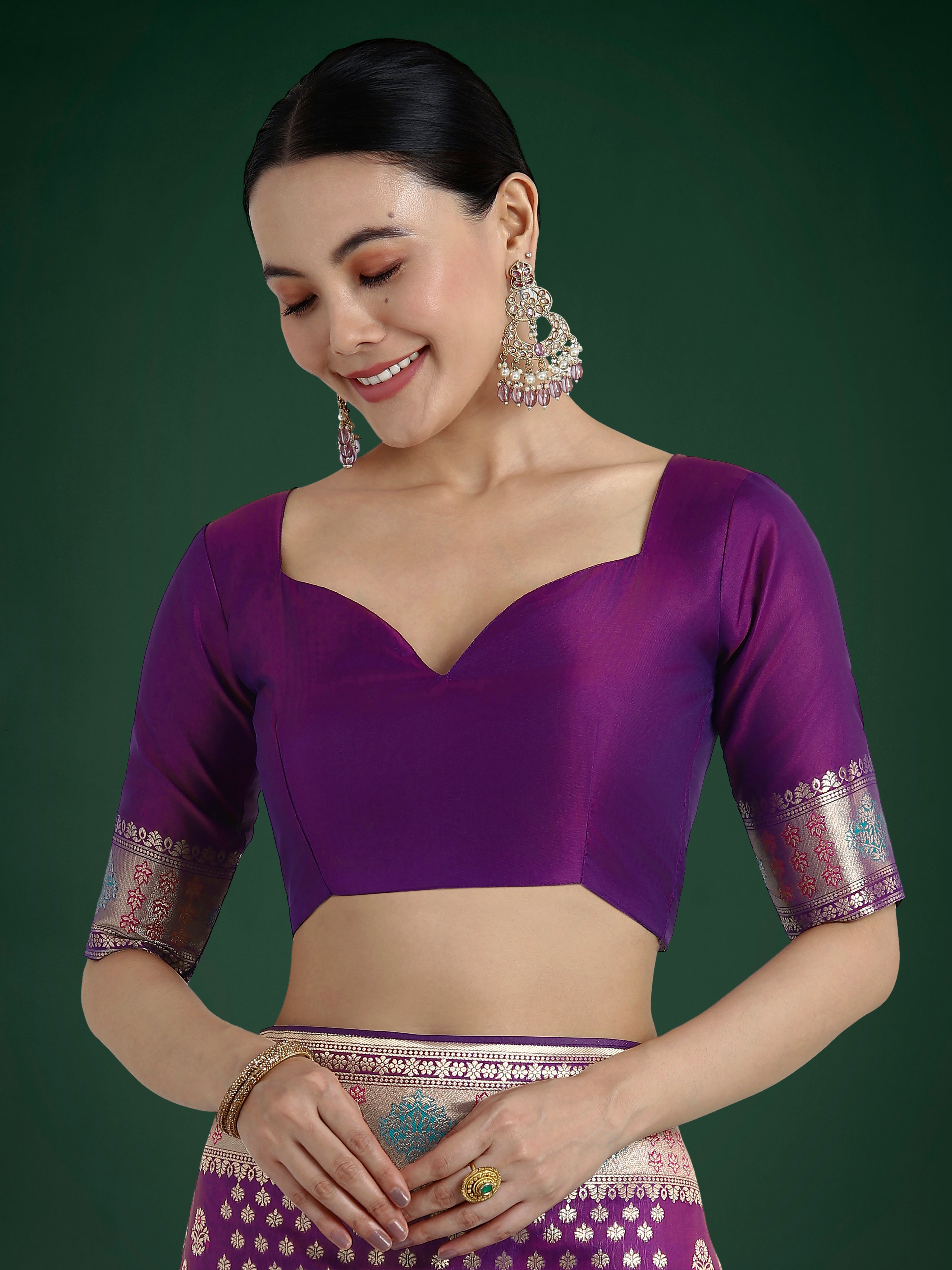Classic Purple Banarasi Silk Saree with Zari Weaving