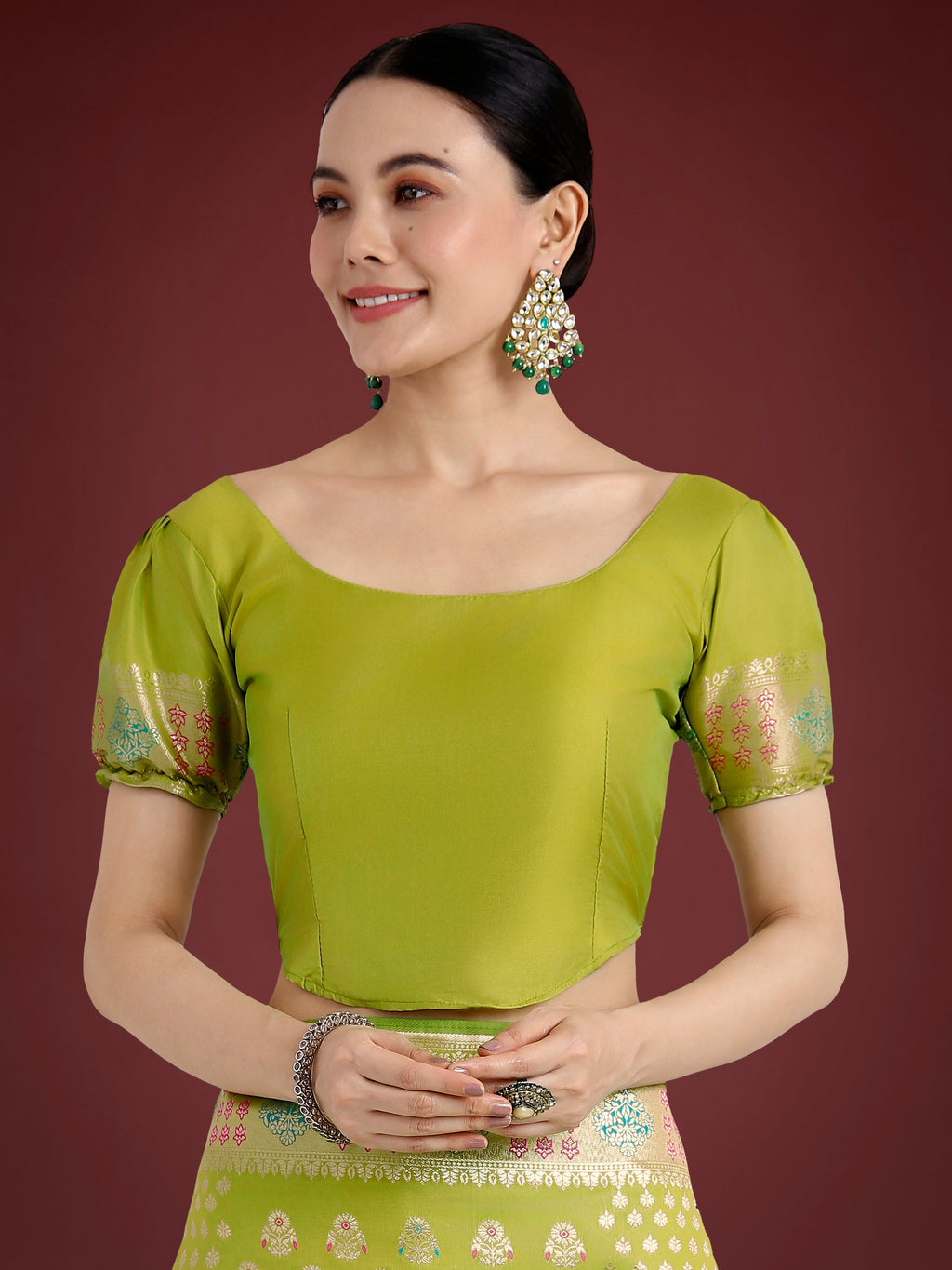 Lime Green Banarasi Silk Saree with Classic Zari Weaving