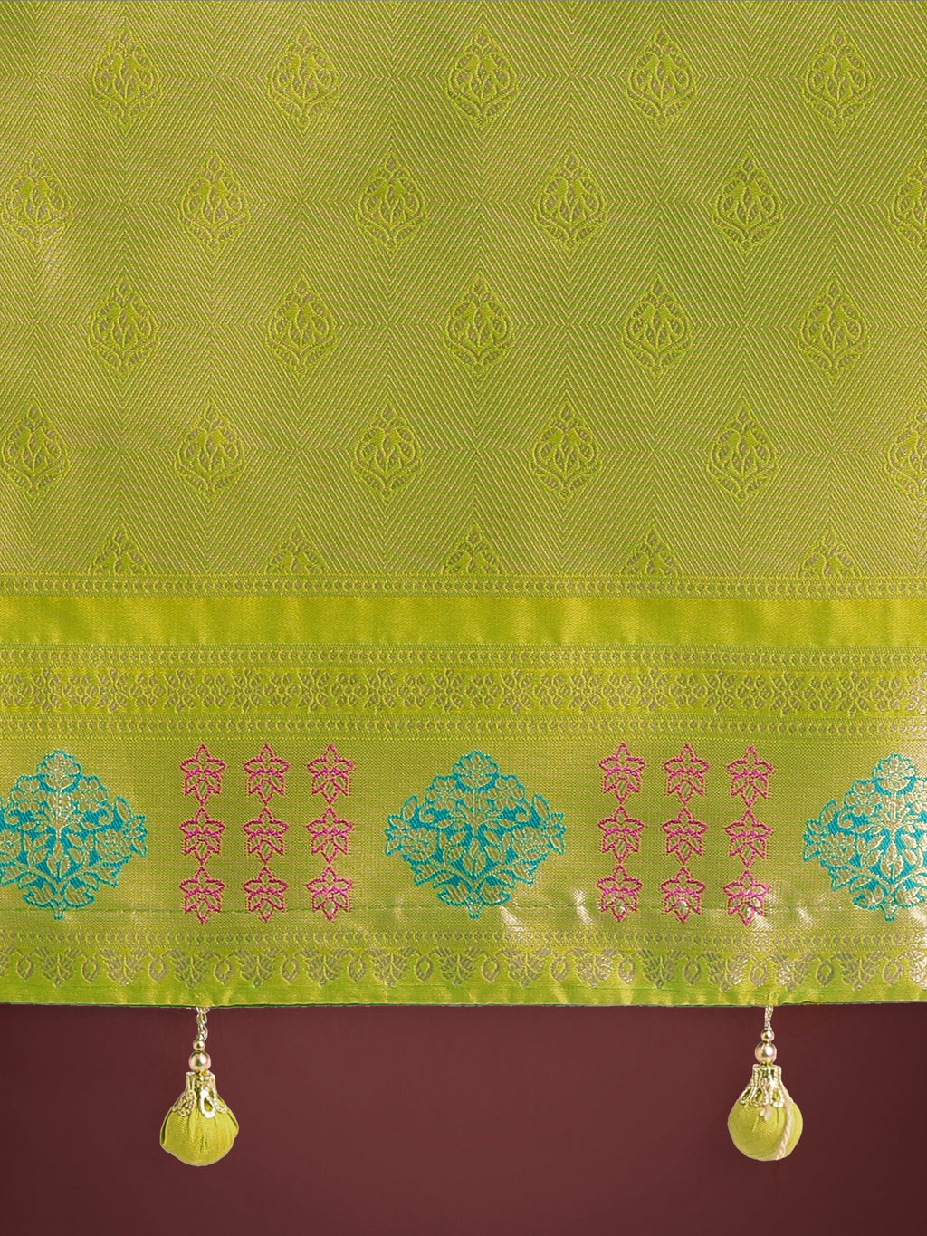 Lime Green Banarasi Silk Saree with Classic Zari Weaving