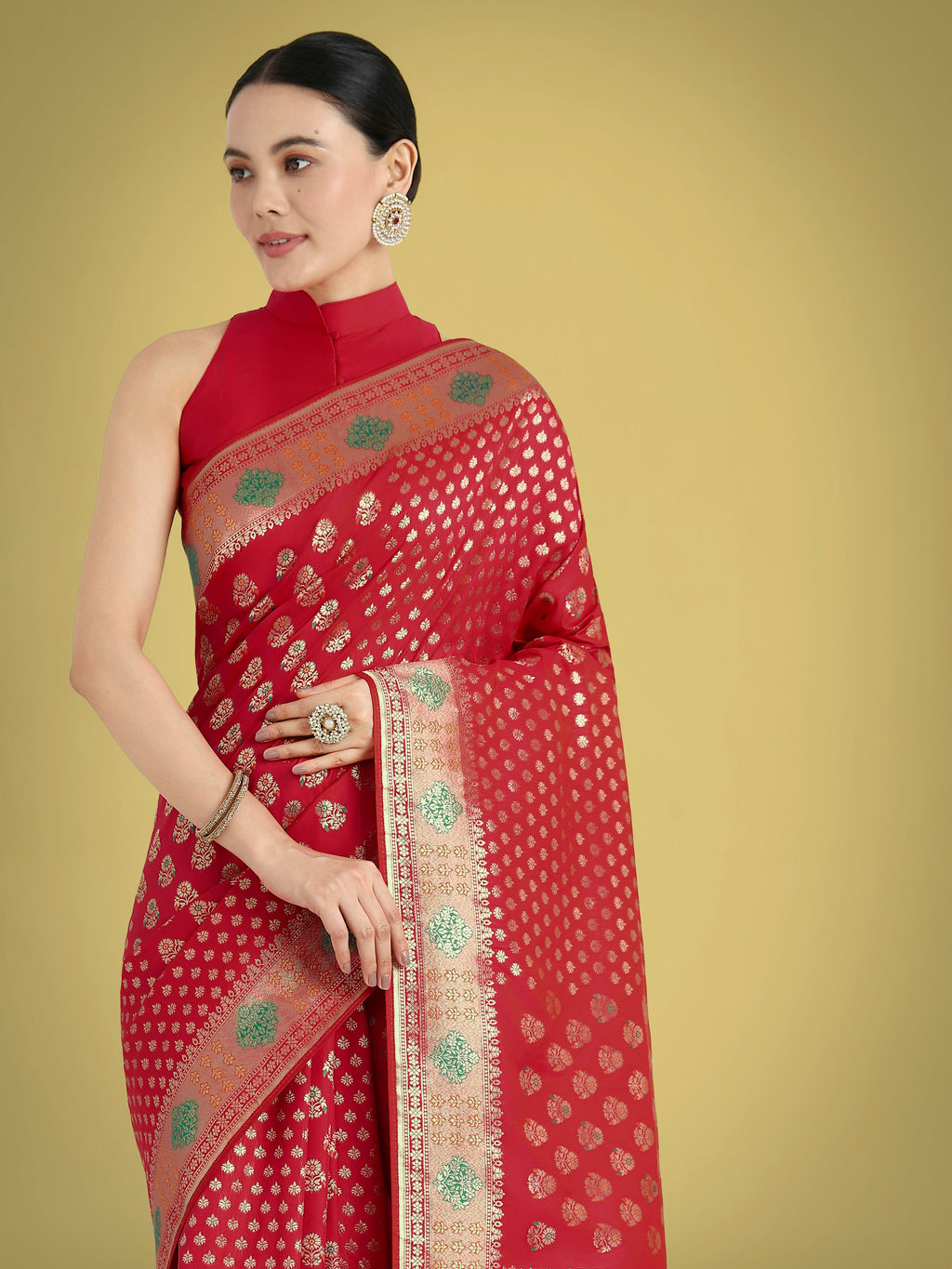 Classic Red Banarasi Silk Saree with Traditional Zari Weaving