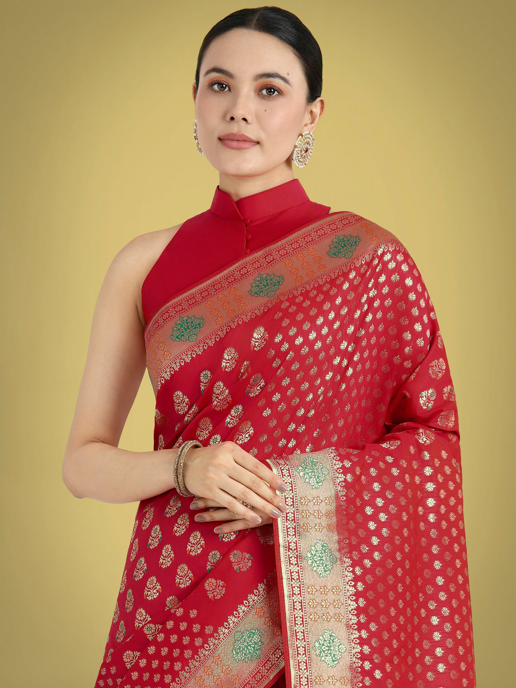 Classic Red Banarasi Silk Saree with Traditional Zari Weaving