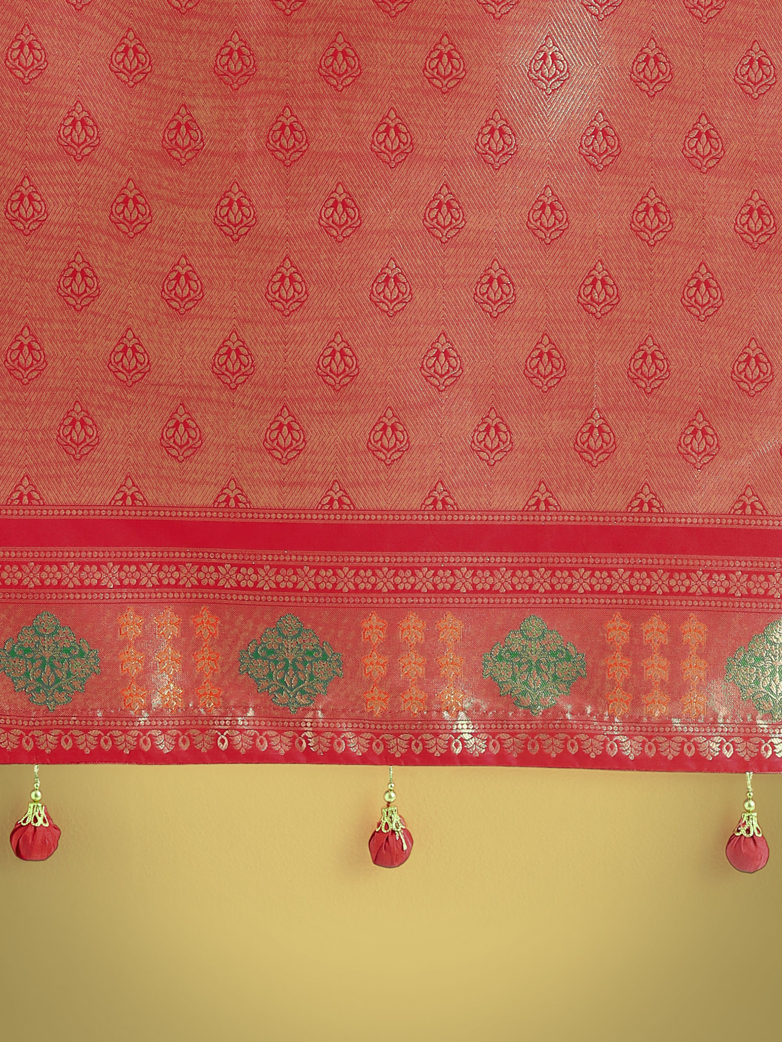 Classic Red Banarasi Silk Saree with Traditional Zari Weaving