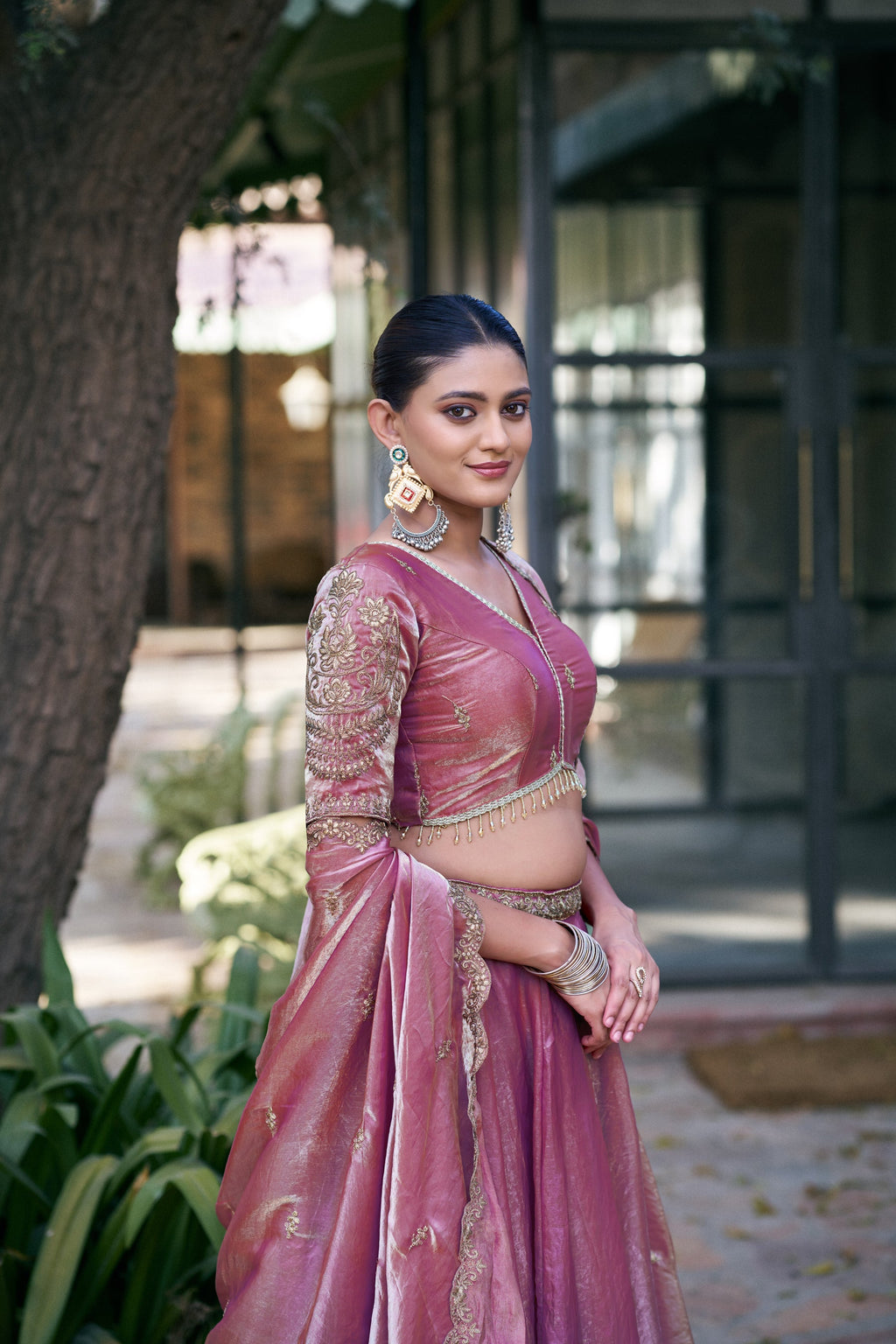 Lightpink Fendi Silk Sequins & Thread Embroidery Lehenga Set