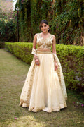 Off White Chanda Silk Lehenga Choli with Sequin Embroidery Belt
