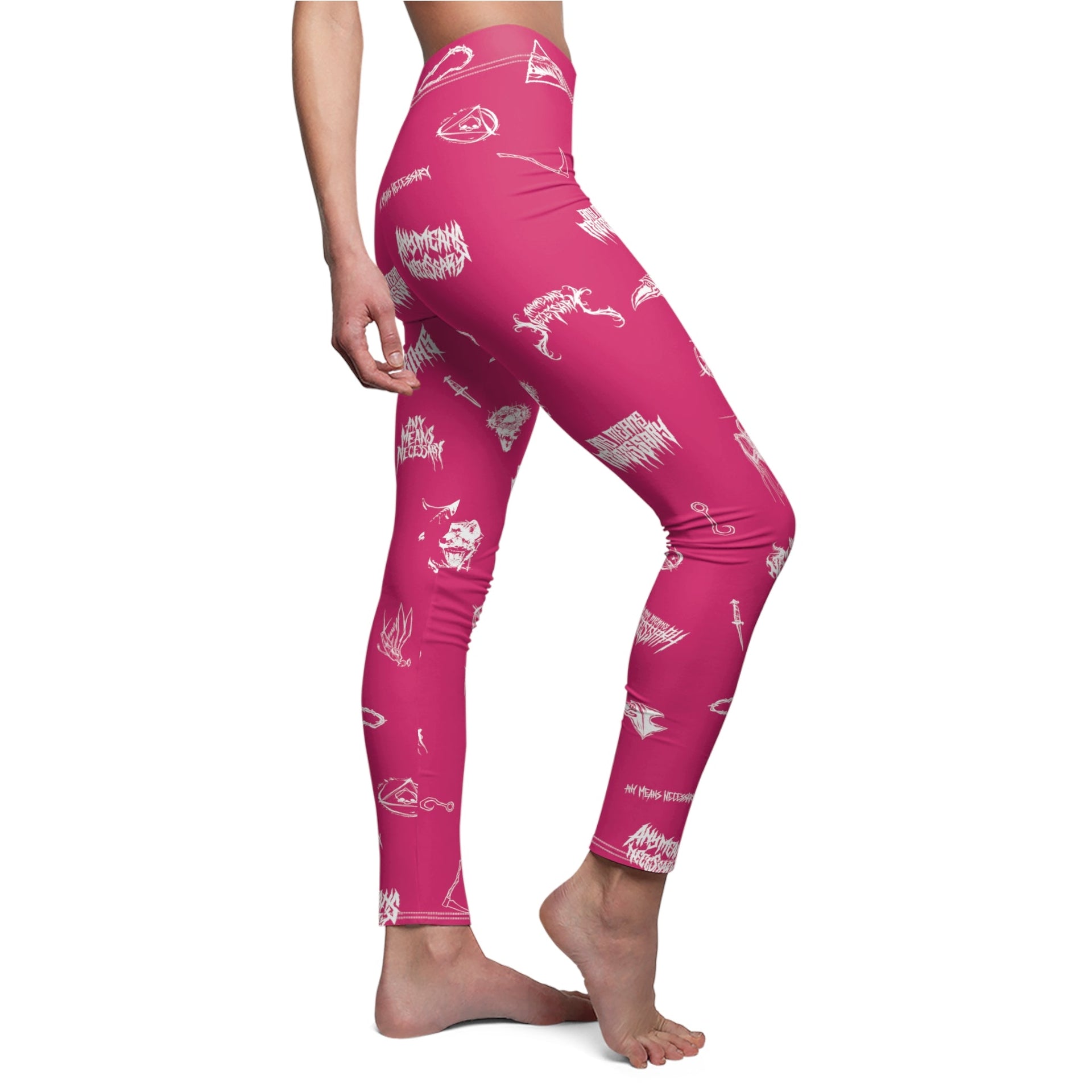 Wingbats Fuchsia Graphic Print Leggings Skinny Fit - Image 6