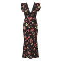 Sexy V neck Sleeveless Printed Dress Waist Slimming Mid Length Mesh Hip Dress