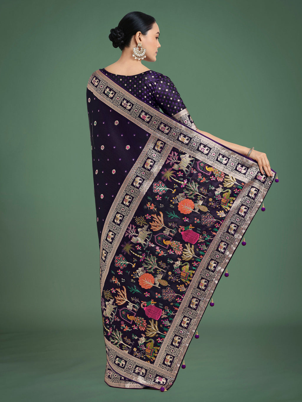 Purple Woven Banarasi Designer Satin Silk Saree