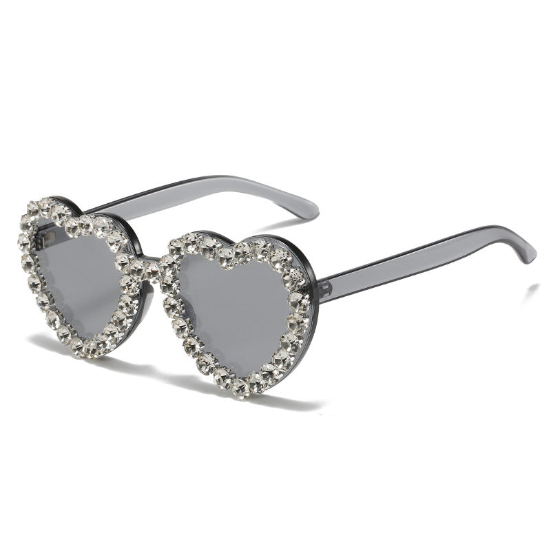 Peach Heart Rhinestone Sunglasses Y2K Aesthetic Shades