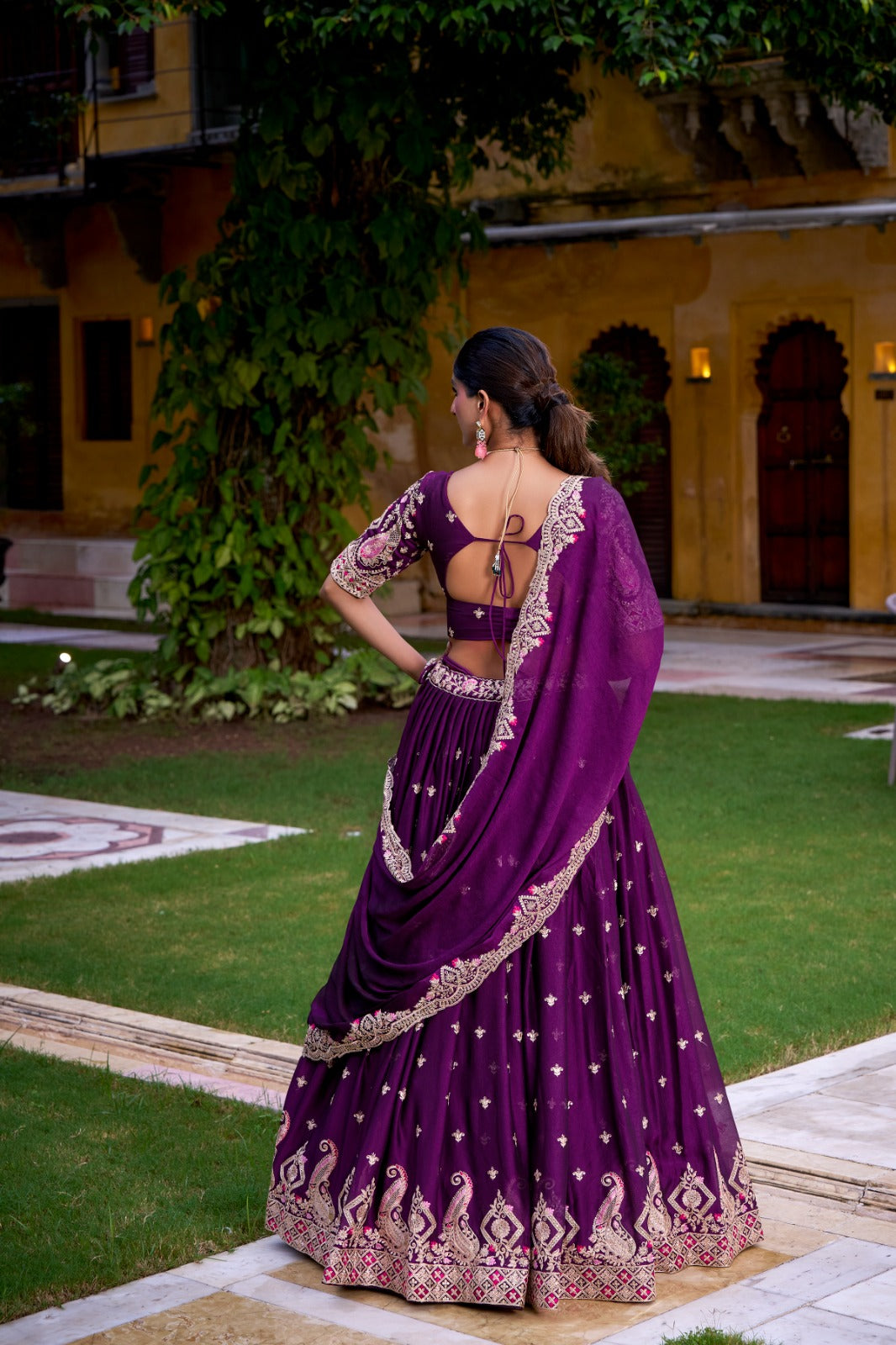 Purple Rangoli Crush Lehenga Choli with Sequins and Thread Embroidery