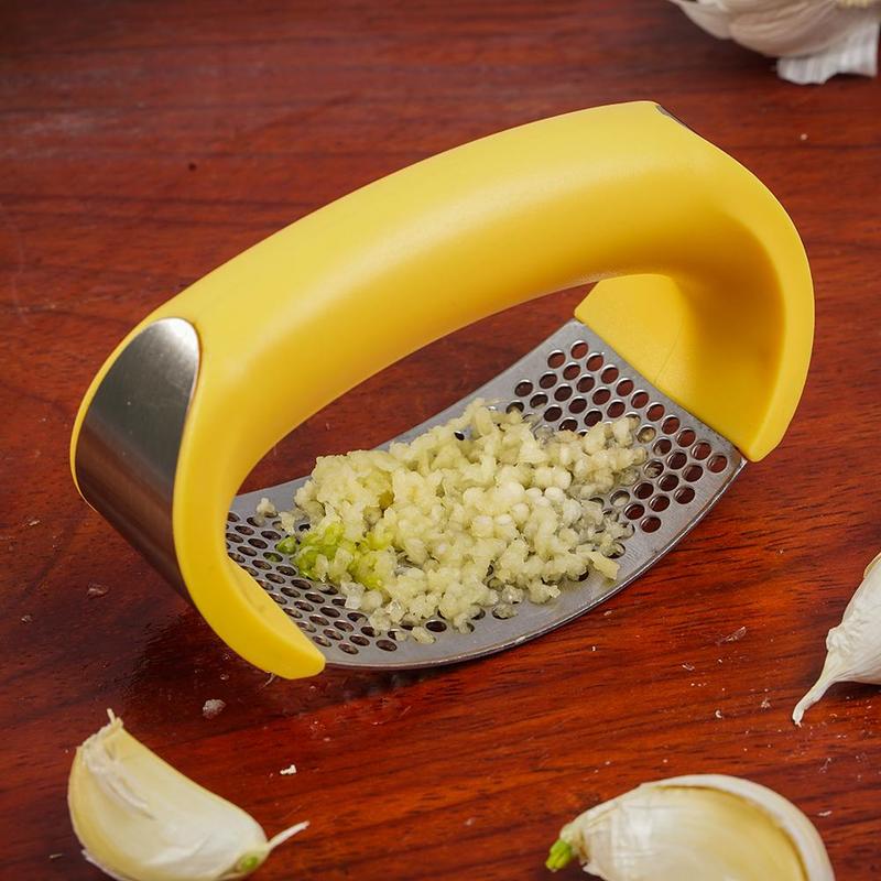 Stainless Steel Garlic Press - Ergonomic Manual Masher Tool