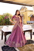 Lavender crush silk lehenga choli with sequins and thread embroidery