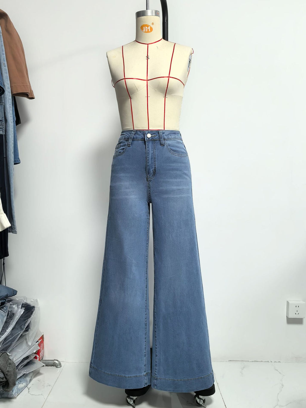 Spring Summer Retro Washed Wide Leg Jeans Loose Slimming High Jeans for Women