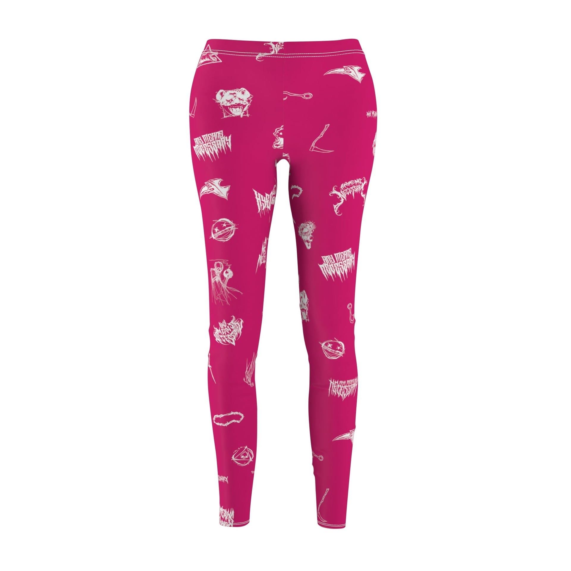 Wingbats Fuchsia Graphic Print Leggings Skinny Fit - Image 2
