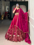Ranipink Natural Silk lehenga choli with detailed gold sequins and thread embroidery work