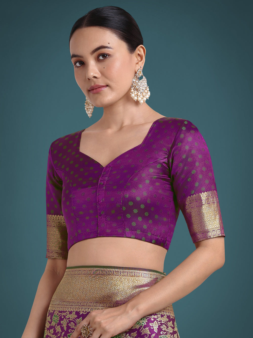 Monjolika Fashion Scintilla Purple Banarasi Satin Silk Meenakari zari weaving Pattern Saree