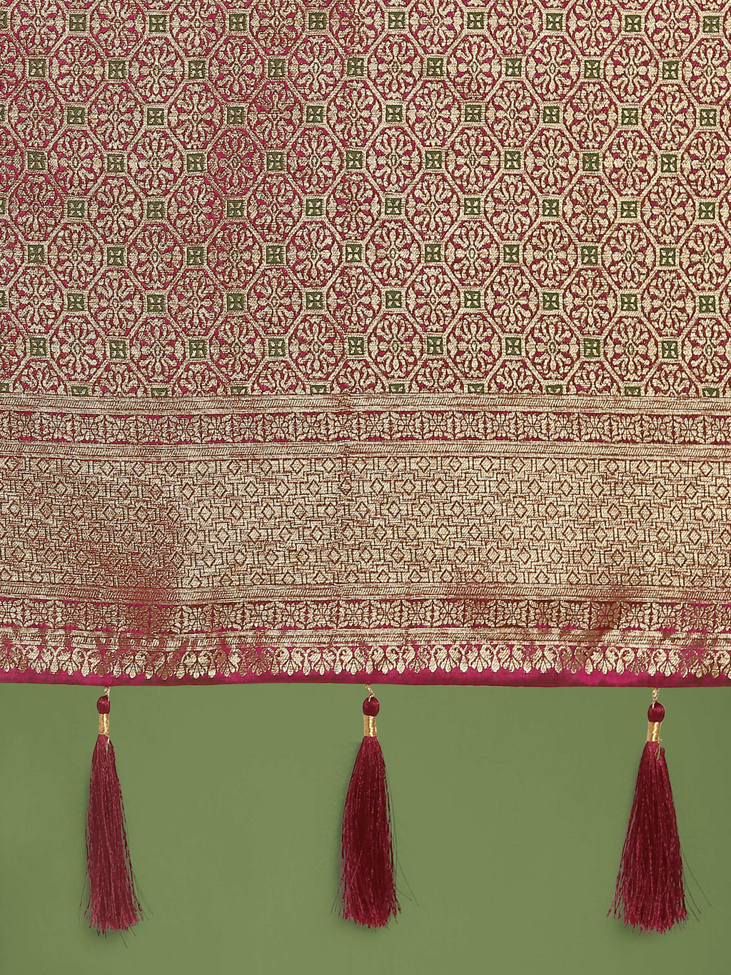 Magenta Banarasi Satin Silk Saree with Meenakari Zari Weaving