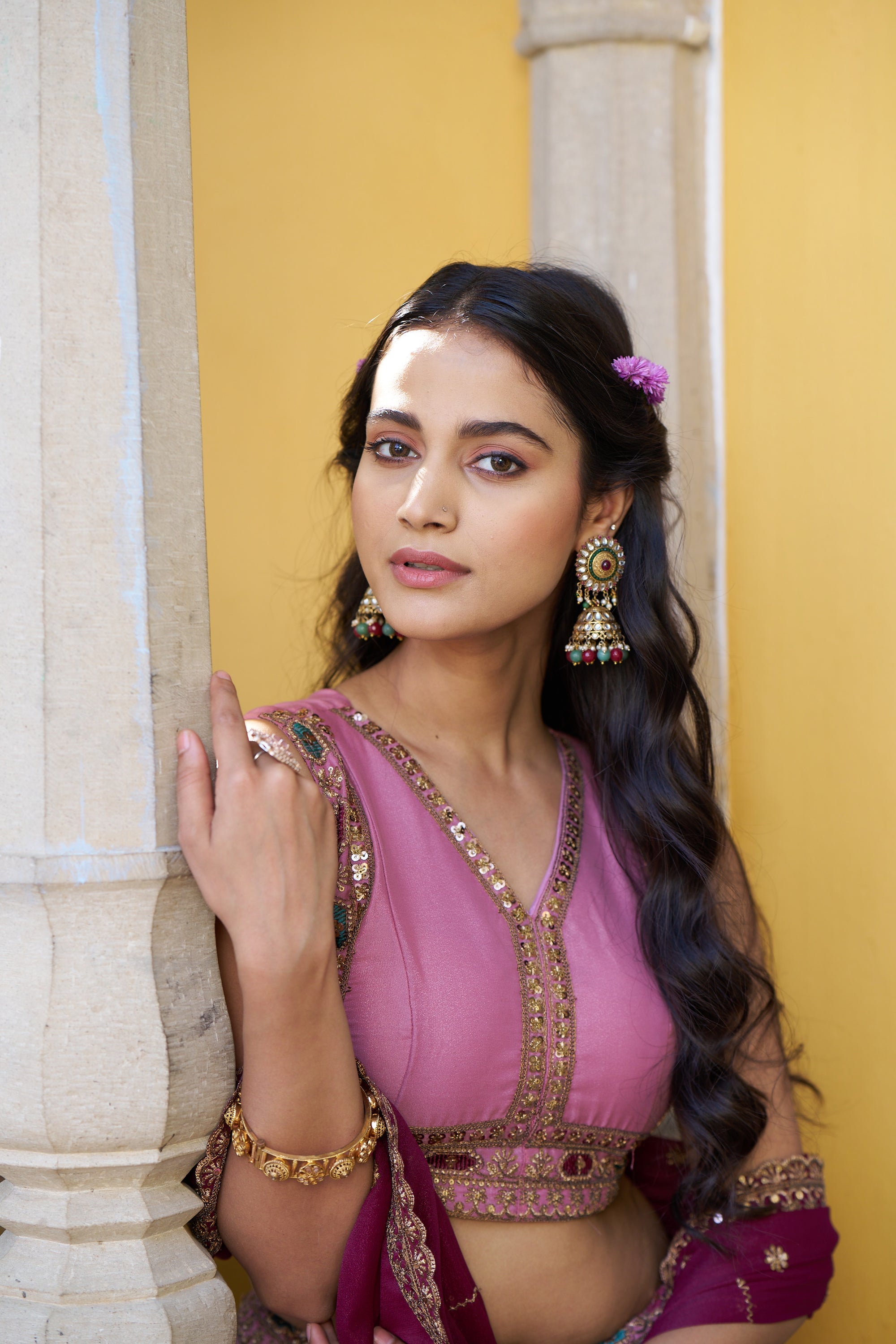Pink Star Georgette Zari, Sequins & Resham Embroidered Lehenga
