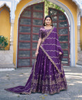 Purple Star Georgette Zari and Sequins Lehenga Choli Set