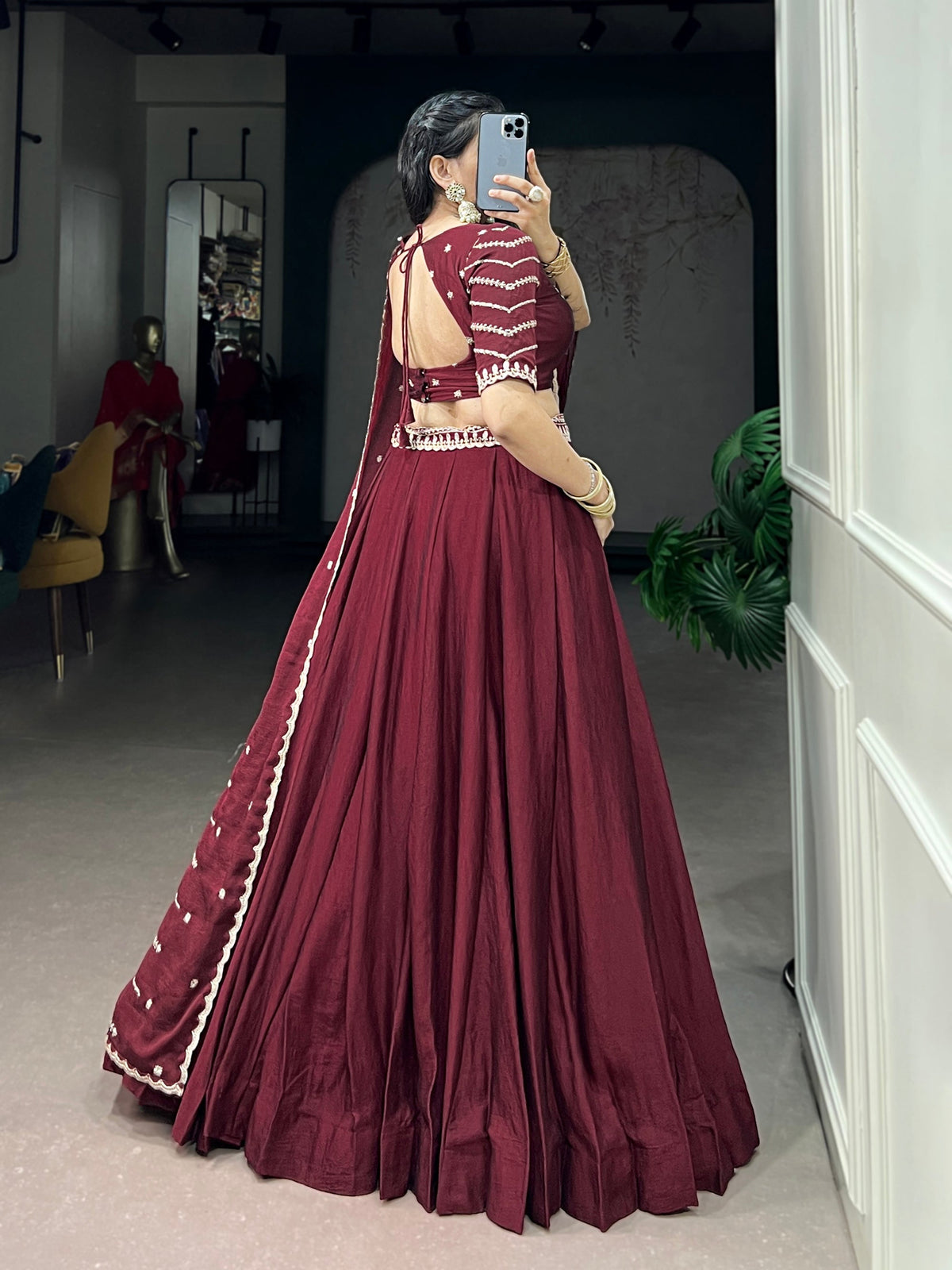 Maroon Rangoli Crush Lehenga Choli with Sequins and Embroidery