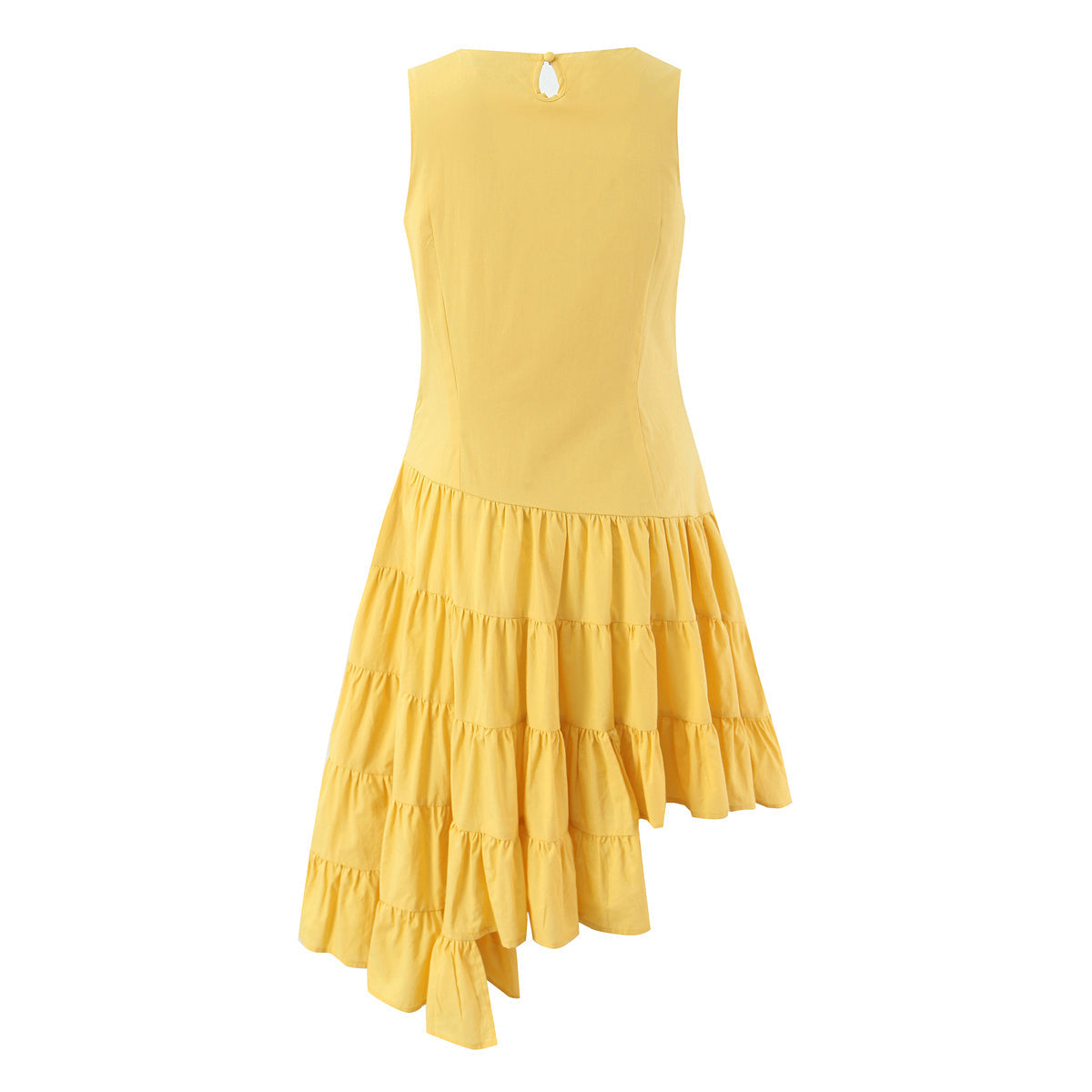Women Clothing Autumn Dignified Sense of Design Irregular Asymmetric Sleeveless Dress