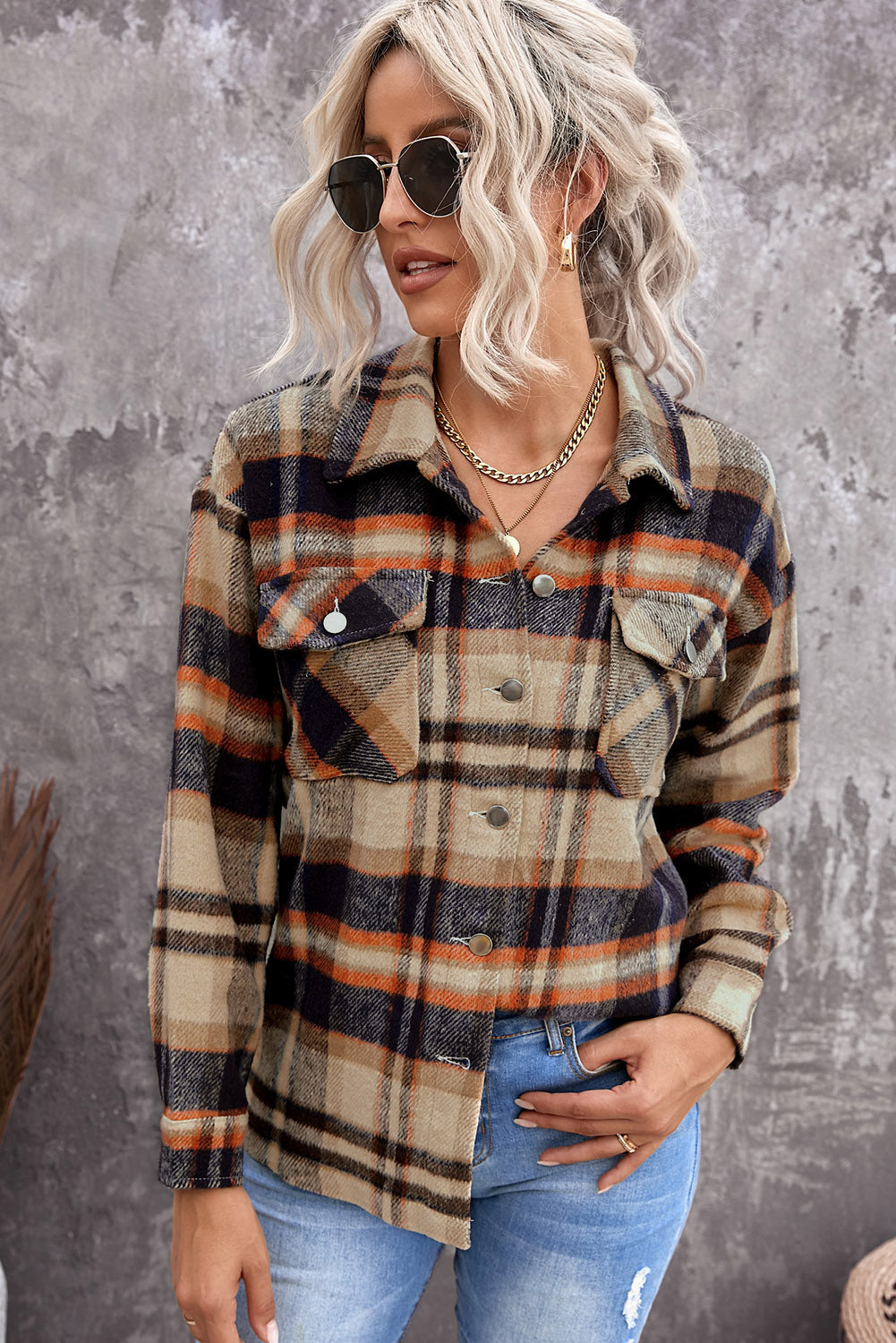 Brown Plaid Flannel Shacket | Button-Up Long Sleeve