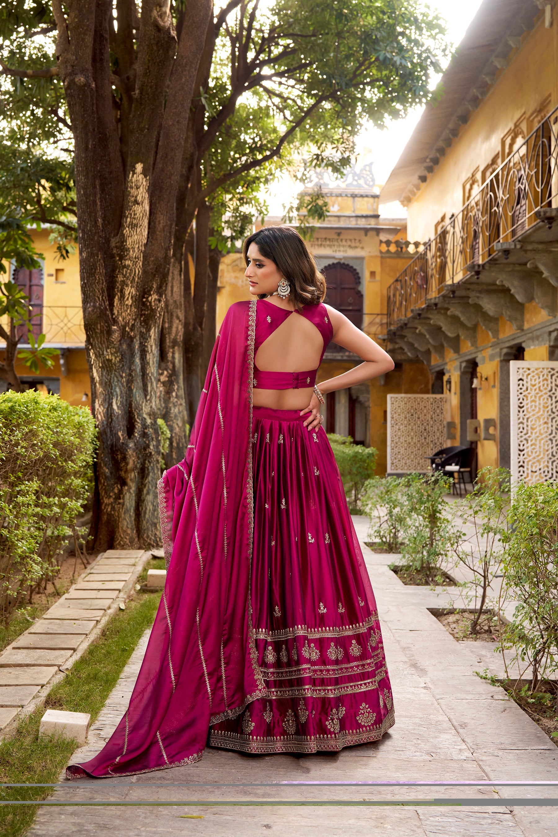 Magenta Rangoli Sequins & Thread Embroidery Lehenga Choli Set