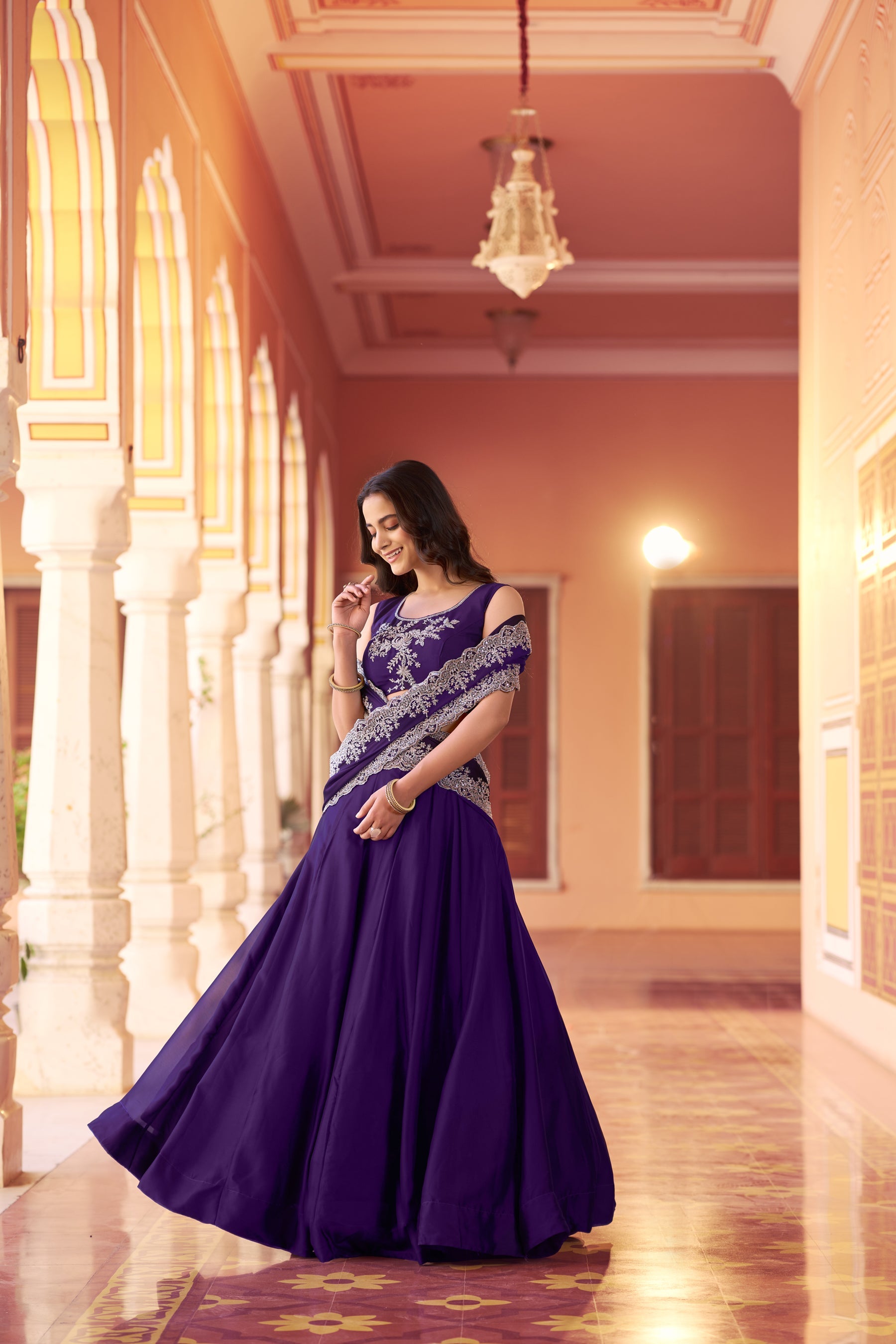 Purple Rangoli Silk Embroidered Lehenga Choli with Sequence Work