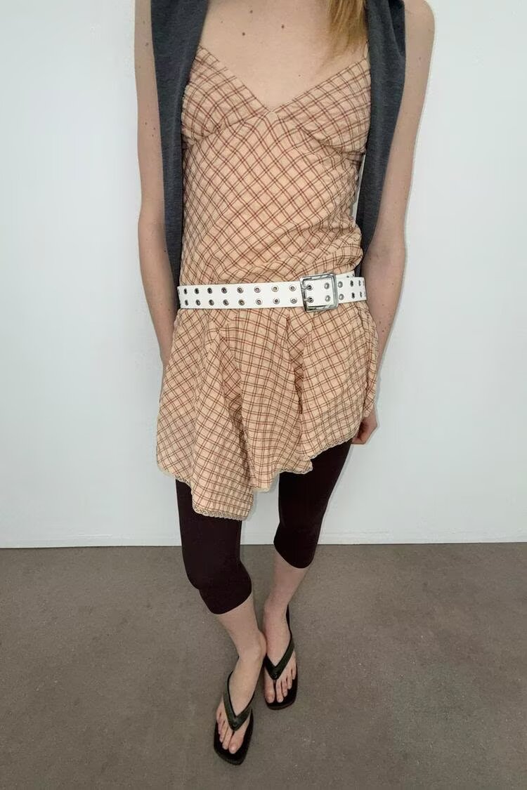 Women Clothing Fashionable Sweet Spicy Plaid Irregular Asymmetric Short Dress