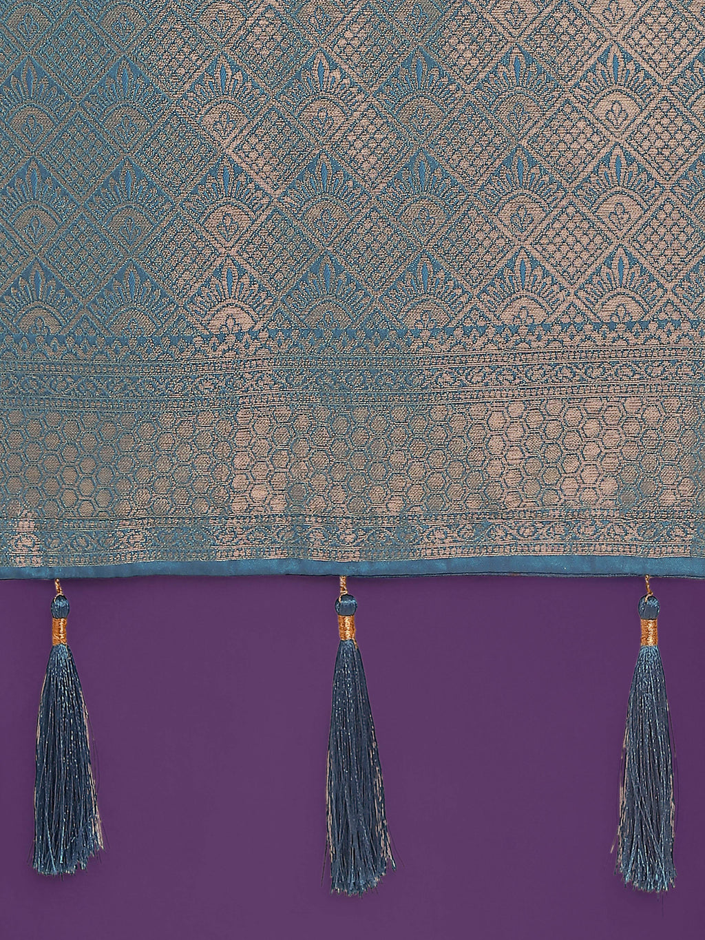 Cyan Blue Banarasi Satin Silk Saree with Zari Weaving