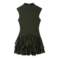 Women Clothing Spring Ruffles Laminated Decoration Short Dress