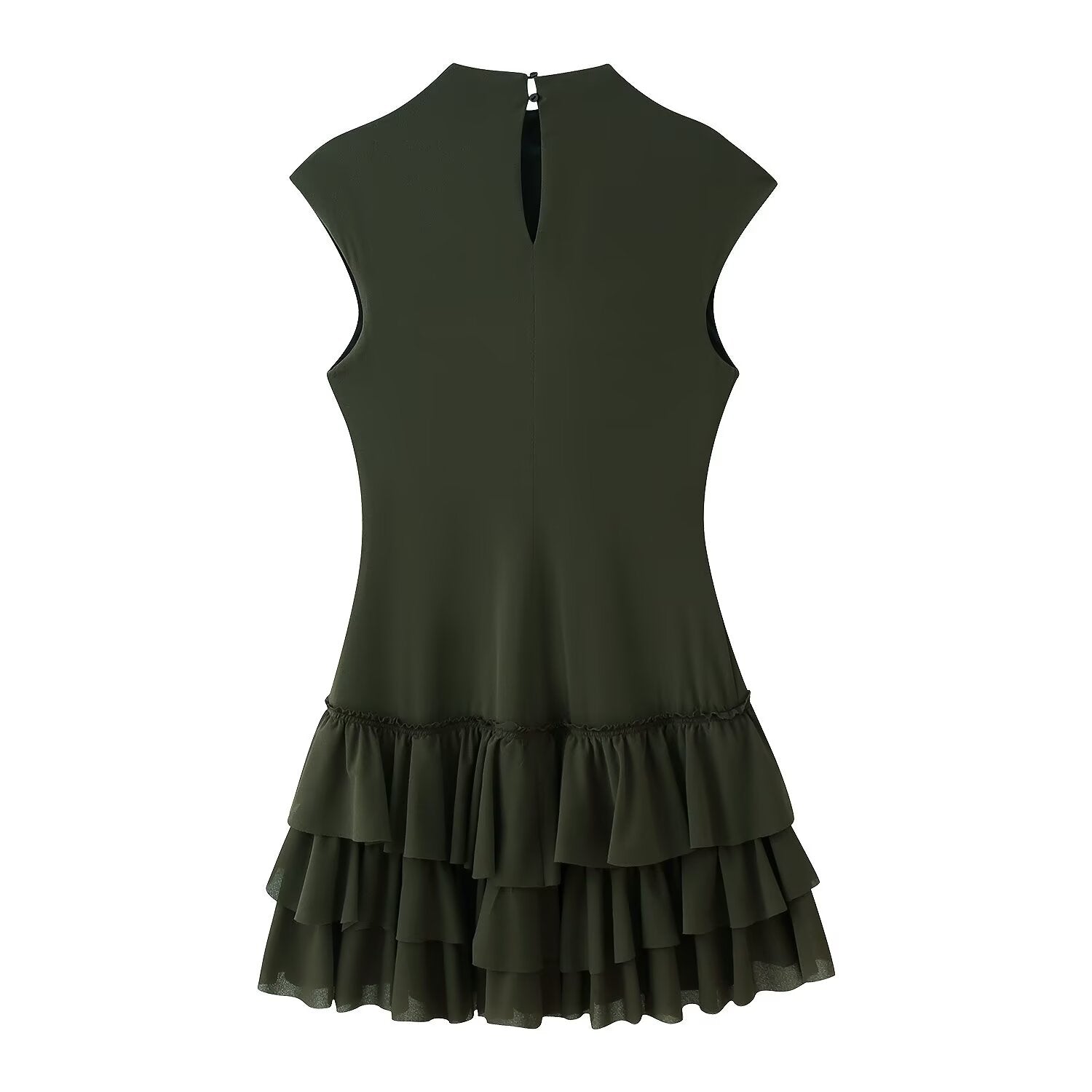 Women Clothing Spring Ruffles Laminated Decoration Short Dress