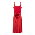 Women Clothing Summer Street Slim Fit Slimming Fitted Waist Pleated Strap Dress Women