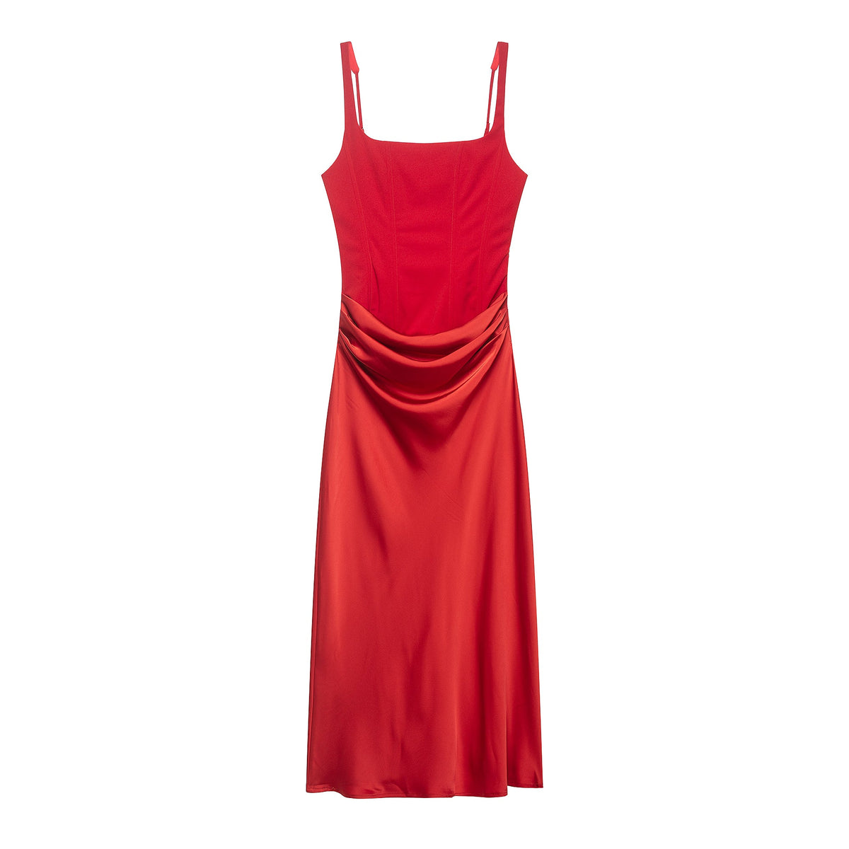 Women Clothing Summer Street Slim Fit Slimming Fitted Waist Pleated Strap Dress Women