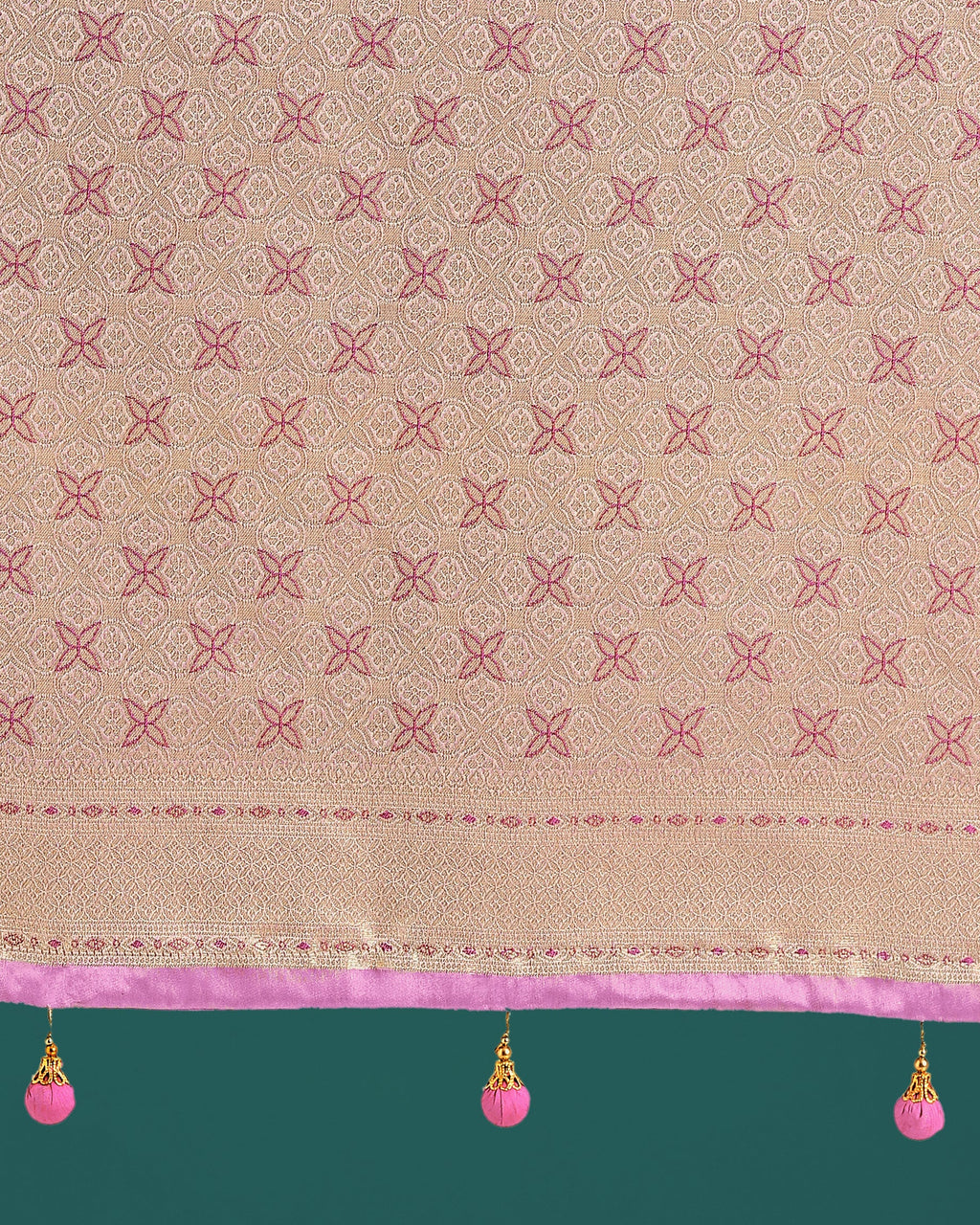 Light Lilac Banarasi Satin Silk Leheriya Saree with Zari Weave
