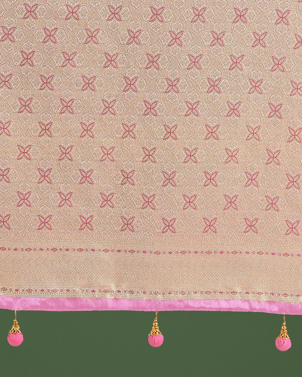 Light Pink Soft Banarasi Satin Silk Leheriya Saree