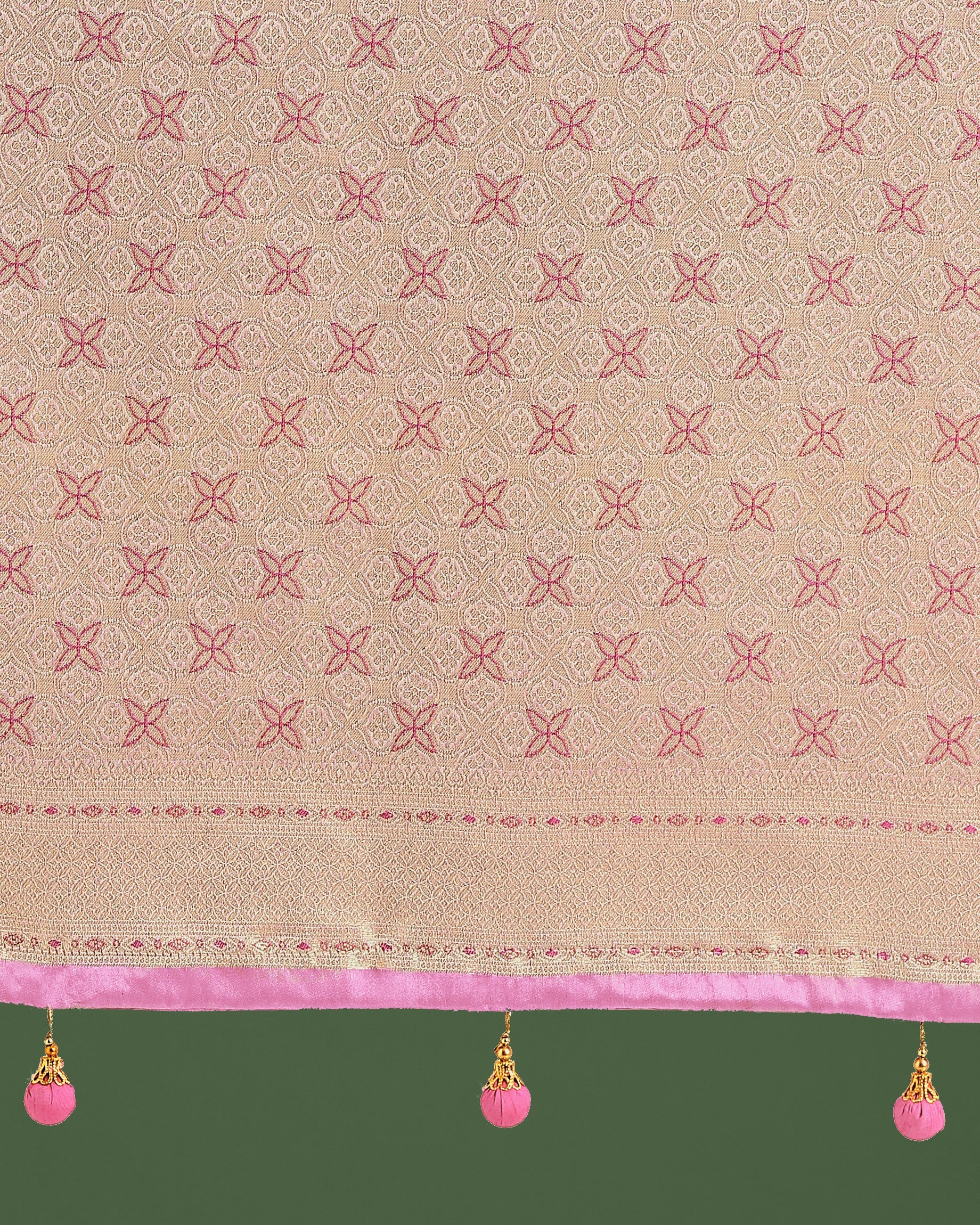 Light Pink Soft Banarasi Satin Silk Leheriya Saree