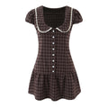 Preppy Sexy Wear Doll Collar High Grade Plaid Niche Slim Fit Slimming Dress