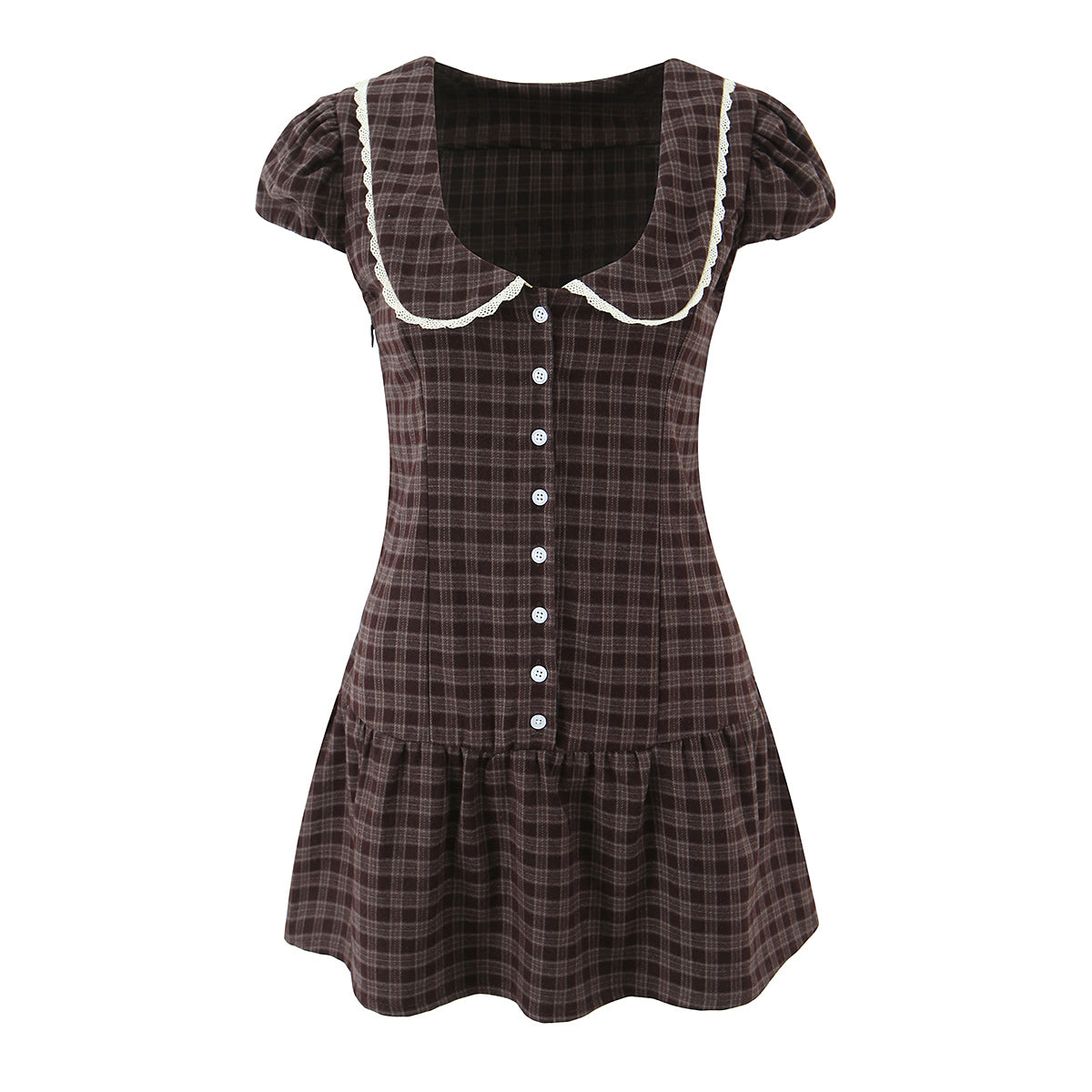 Preppy Sexy Wear Doll Collar High Grade Plaid Niche Slim Fit Slimming Dress
