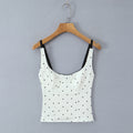 Pure Sexy Lace Stitching Sexy Square Collar Polka Dot Spaghetti Strap Camisole Top