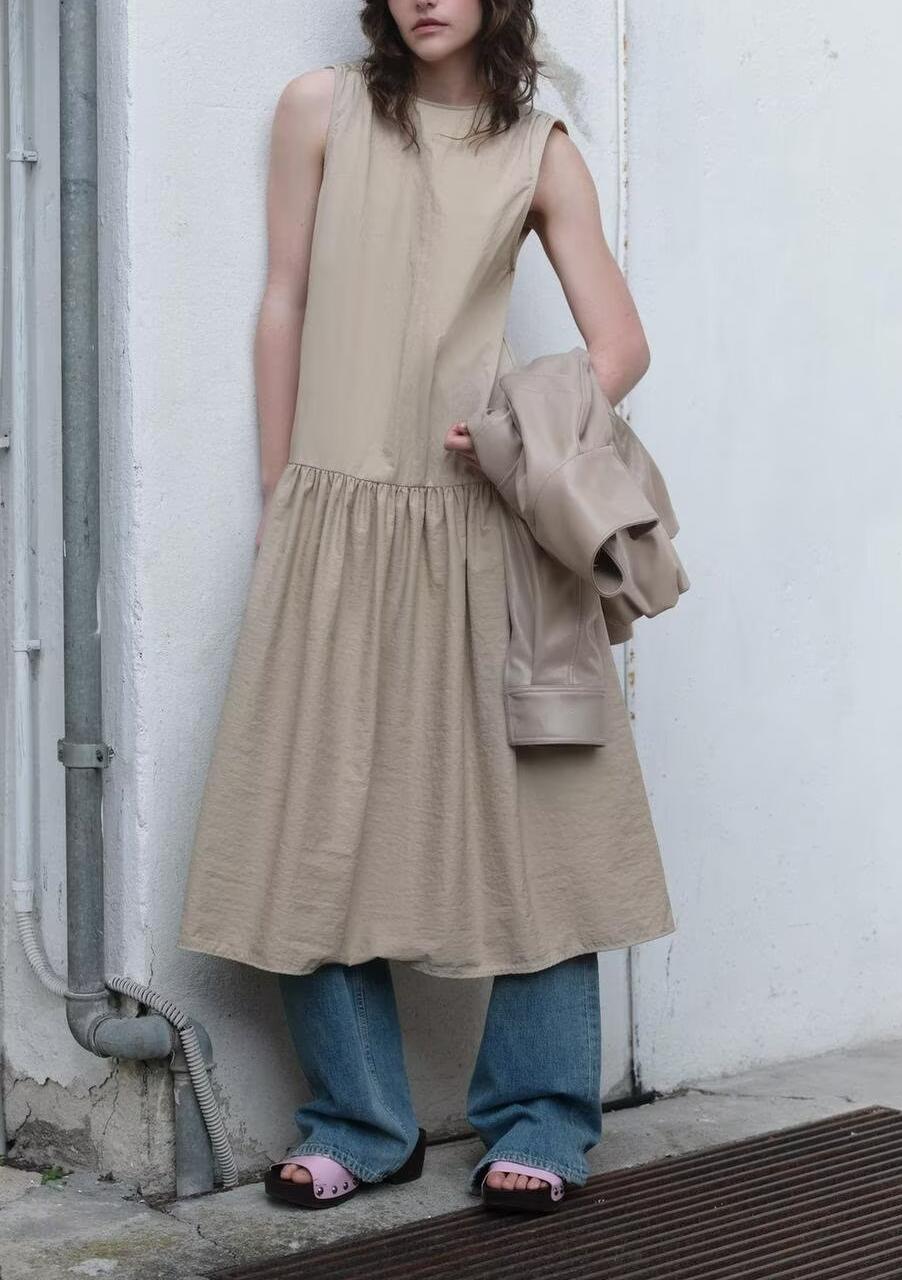 Women Summer Patchwork Sleeveless Puffy Dress