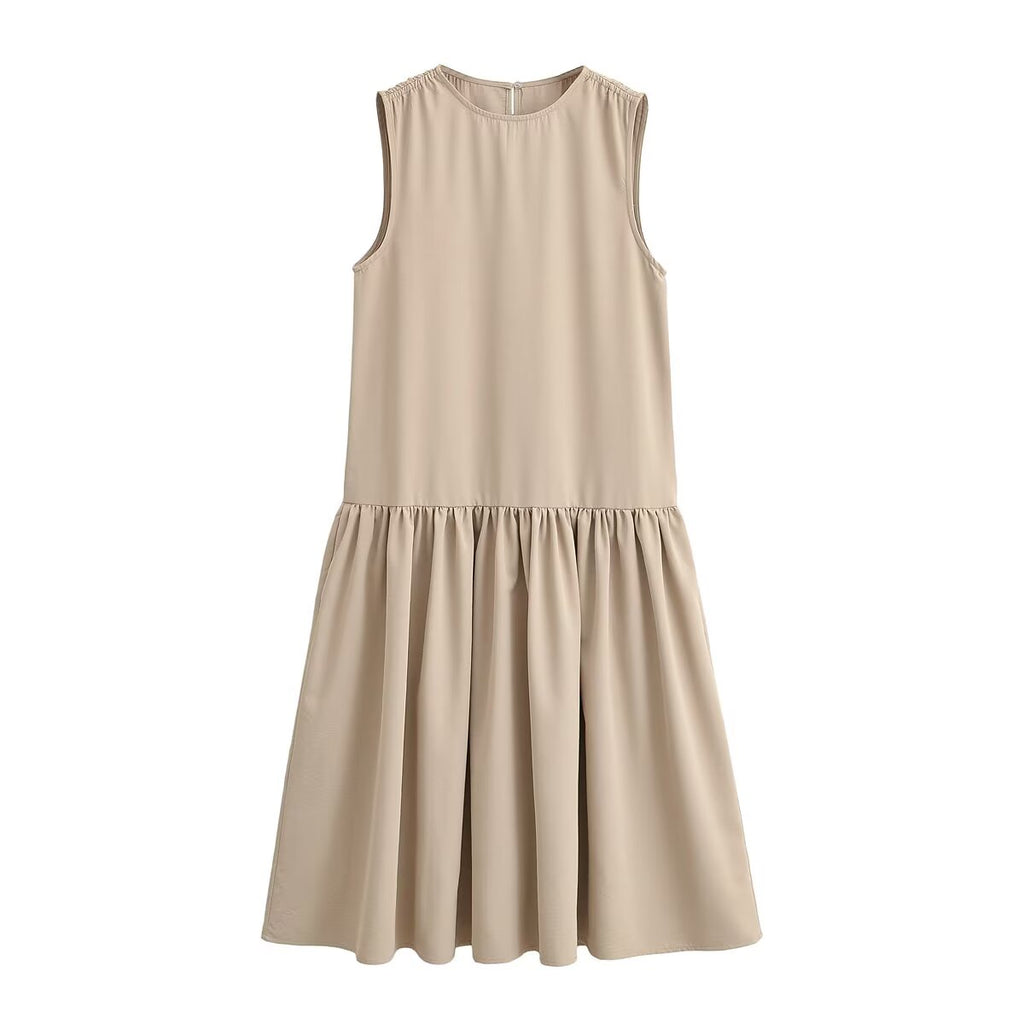 Women Summer Patchwork Sleeveless Puffy Dress