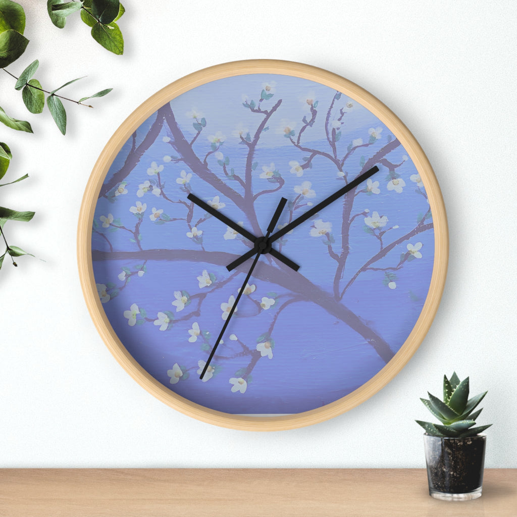 White Blossom Wall Clock
