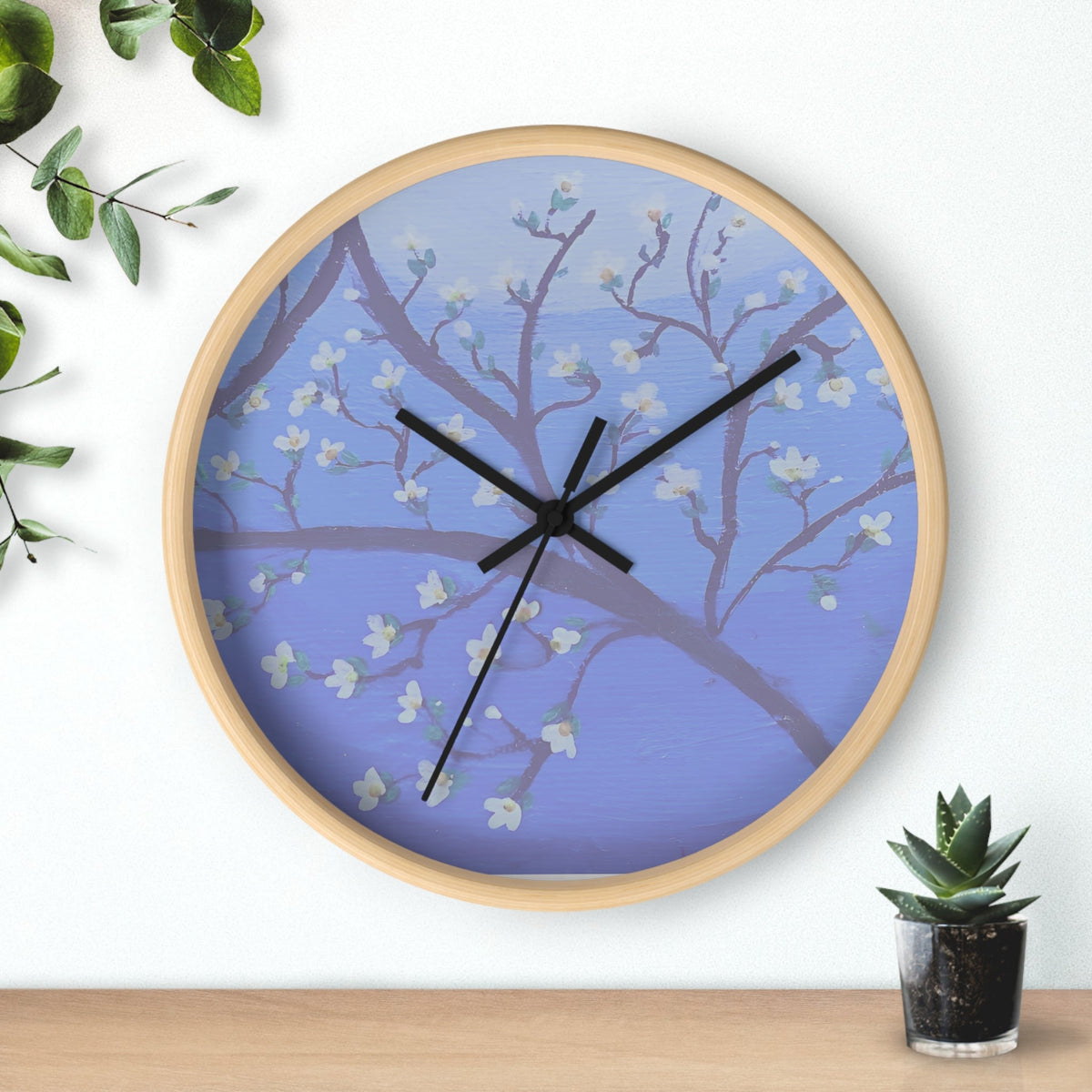 White Blossom Wall Clock