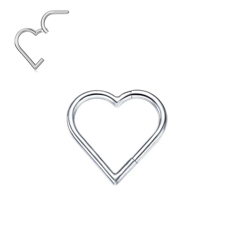 316L Stainless Steel Heart-shaped Closed Nose Ring Earring