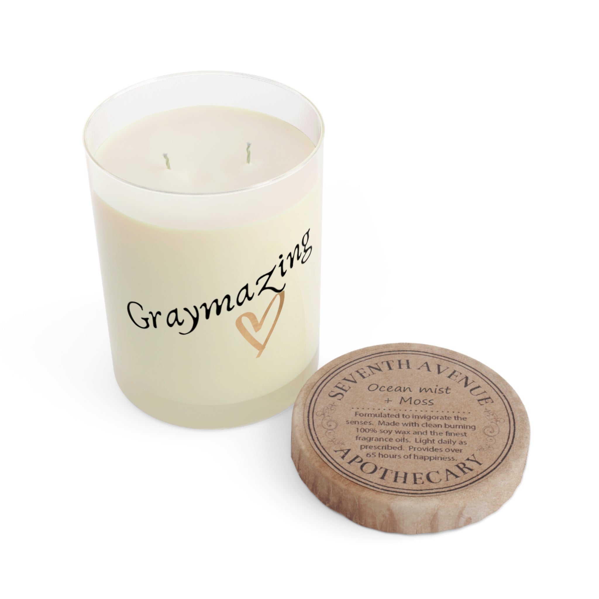 11oz White Tea + Fig Scented Candle in Clear Glass Vessel