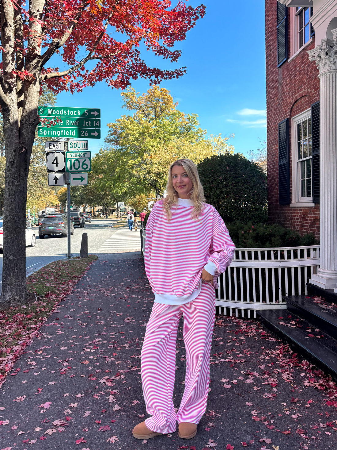 Dark Pink and White Big Striped Mockneck Sweatshirt Unisex