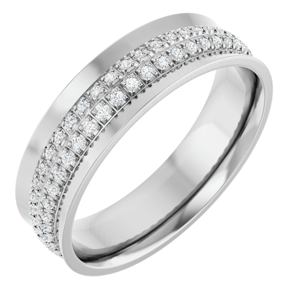 Céleste 14K white gold band featuring 94 lab-grown diamonds in a contoured setting.