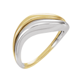 Lunéa Asymétrique Ring in two-tone 14K yellow gold and rhodium-finished silver