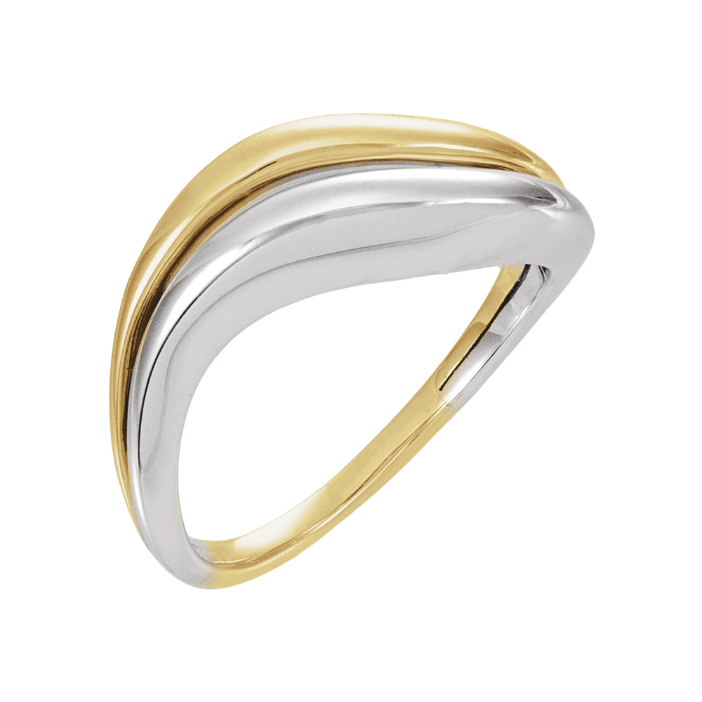 Lunéa Asymétrique Ring in two-tone 14K yellow gold and rhodium-finished silver